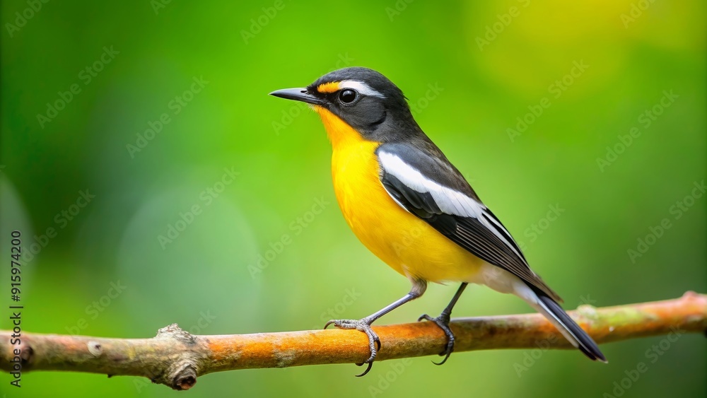 Yellow-rumped Flycatcher bird perched on a branch in the forest, bird, wildlife, nature, yellow-rumped, flycatcher, perched Yellow-rumped Flycatcher bird perched on a branch in the forest, bird, wildlife, nature, yellow-rumped, flycatcher, perched