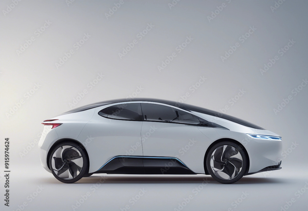 Obraz premium Electric car in concept EV car isolated on white background image ai generate