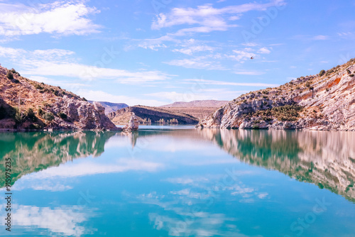 Embalse de la Cueva Foradada reservoir near Oliete, Cultural Park of Rio Martin, Teruel, Aragon, Spain photo