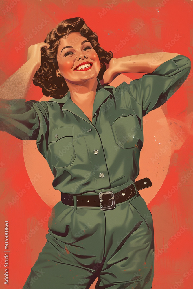 Plus size model in pinup style. Copy space, background. Plus size model in pinup style. Copy space, background.