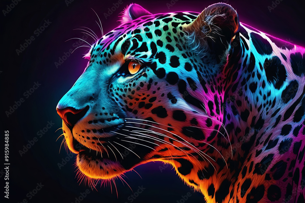 a design jaguar headshot soft neon light a design jaguar headshot soft neon light