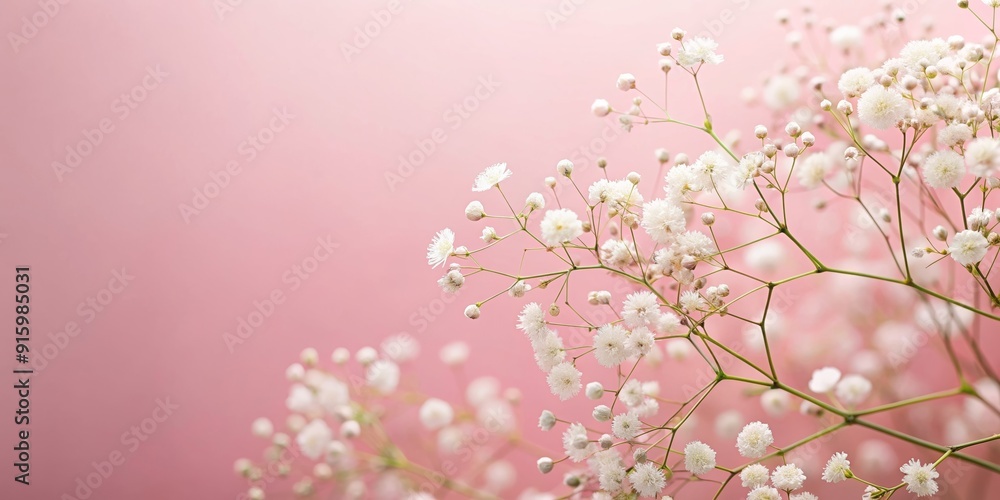 White Gypsophila flowers on a soft pink background, elegant and delicate floral decoration , Gypsophila, flowers, white White Gypsophila flowers on a soft pink background, elegant and delicate floral decoration , Gypsophila, flowers, white