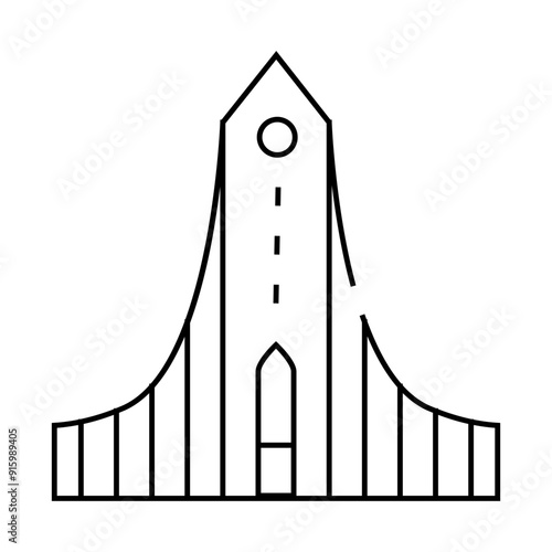 hallgrimskirkja religion building line icon vector. hallgrimskirkja religion building sign. isolated contour symbol black illustration