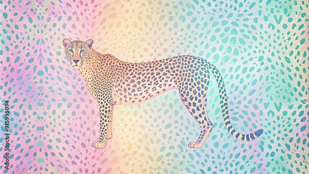 Obraz premium Pastel colored abstract wallpaper featuring a cheetah animal design, cheetah, animal, abstract, wallpaper, pastel, colors