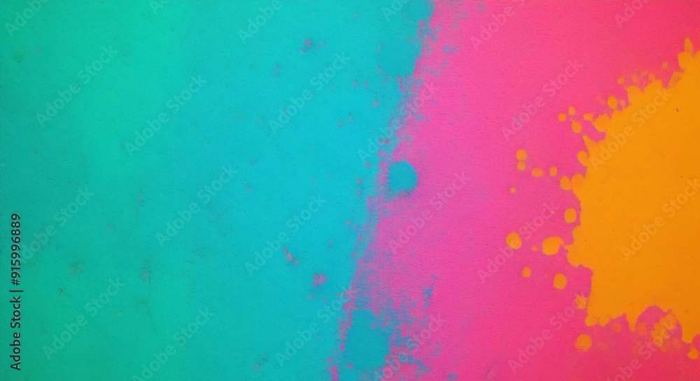 Fototapeta premium Vibrant abstract watercolor background featuring loose expressive brushstrokes and splatters in bold colors on a textured grungy surface.