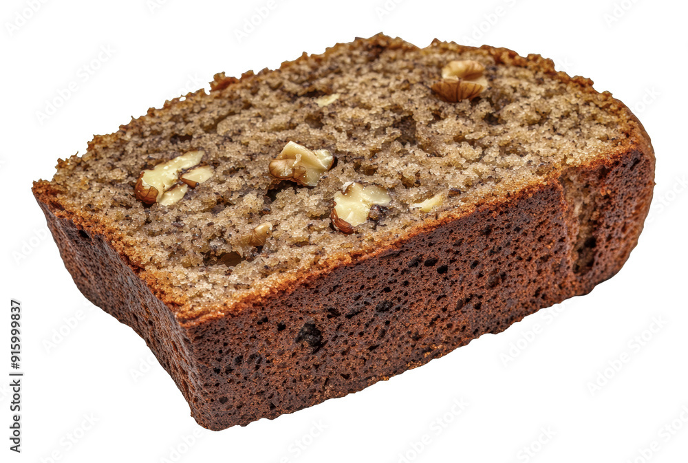 Freshly baked banana bread with walnuts, cut out - stock png. Freshly baked banana bread with walnuts, cut out - stock png.