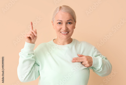 Mature woman checking her b...