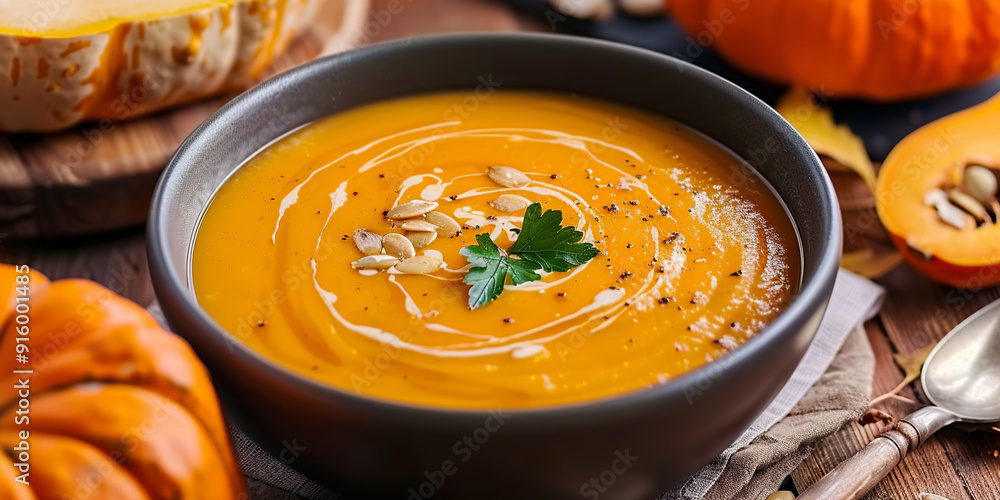 Pumpkin Soup on the table Pumpkin Soup on the table