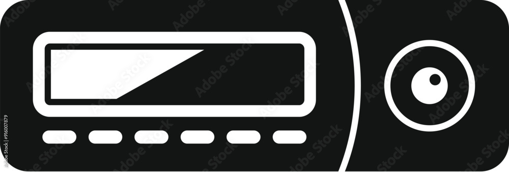 Black silhouette of a car radio, playing music for the driver Black silhouette of a car radio, playing music for the driver