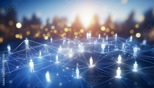 Digital network, interconnected people on social media icons, symbolizing the growth in online community. business online networking system. Generative Image