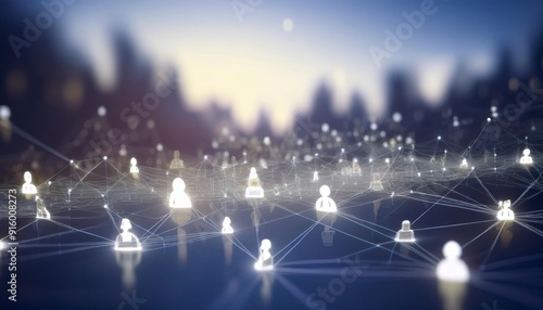 Digital network, interconnected people on social media icons, symbolizing the growth in online community. business online networking system. Generative Image