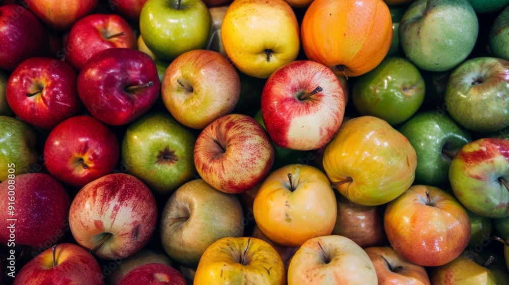 Variety of fresh apples in different colors and textures Variety of fresh apples in different colors and textures