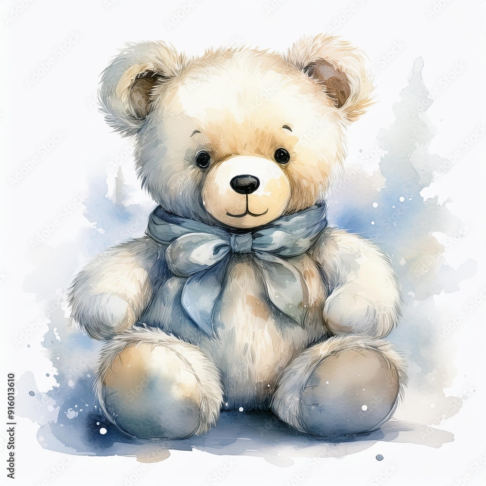 Isolated stuffed teddy bear toy in watercolor Isolated stuffed teddy bear toy in watercolor