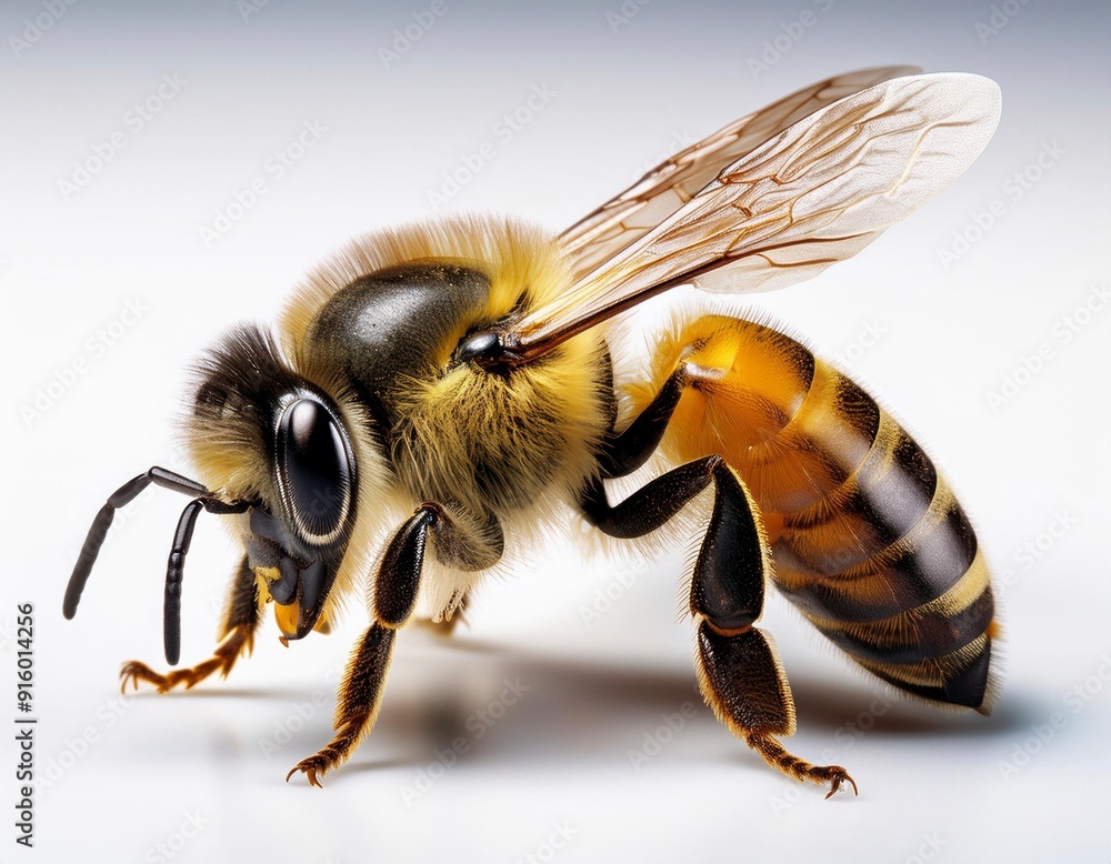 Bee isolated on white background. Generated image Bee isolated on white background. Generated image