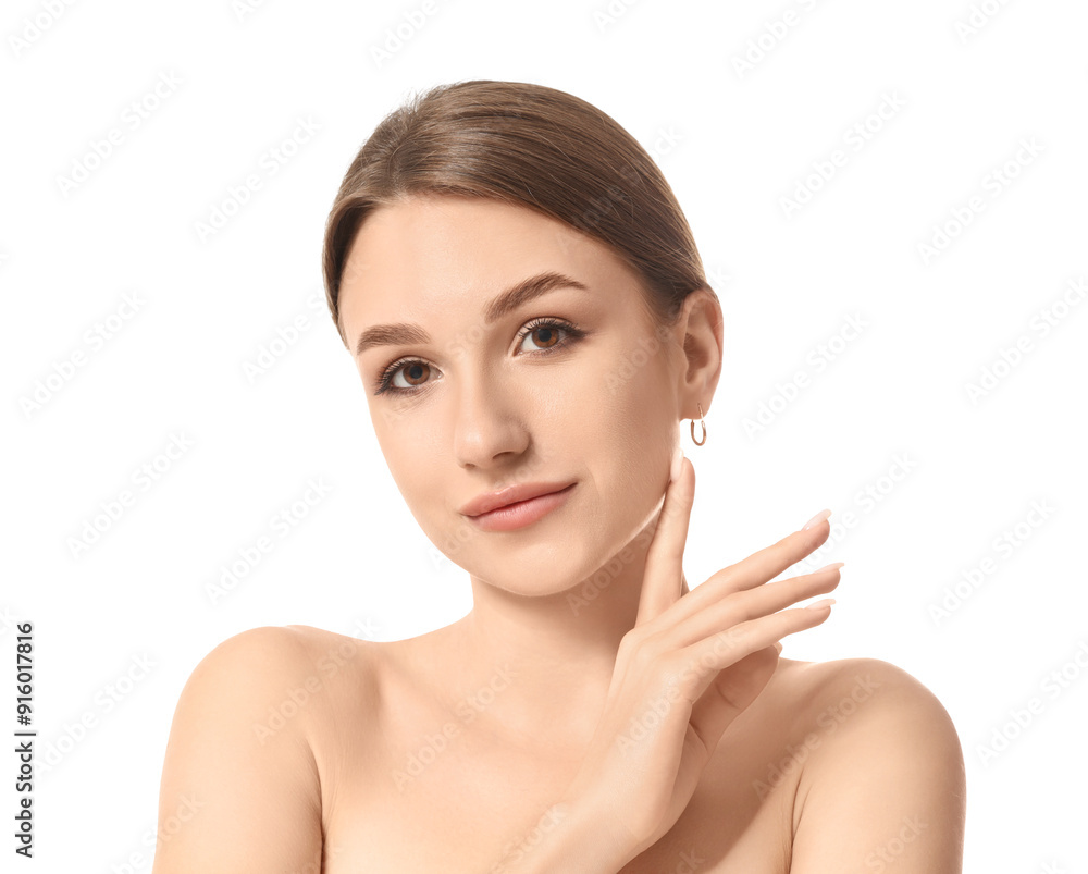 Beautiful young woman on white background Beautiful young woman on white background