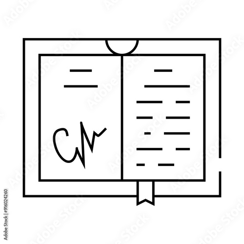autographed book line icon vector. autographed book sign. isolated contour symbol black illustration