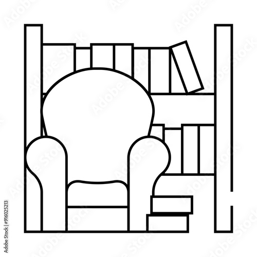 armchair library room furniture line icon vector. armchair library room furniture sign. isolated contour symbol black illustration