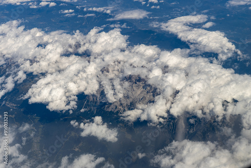 Beautiful view of clouds and mountain tops.