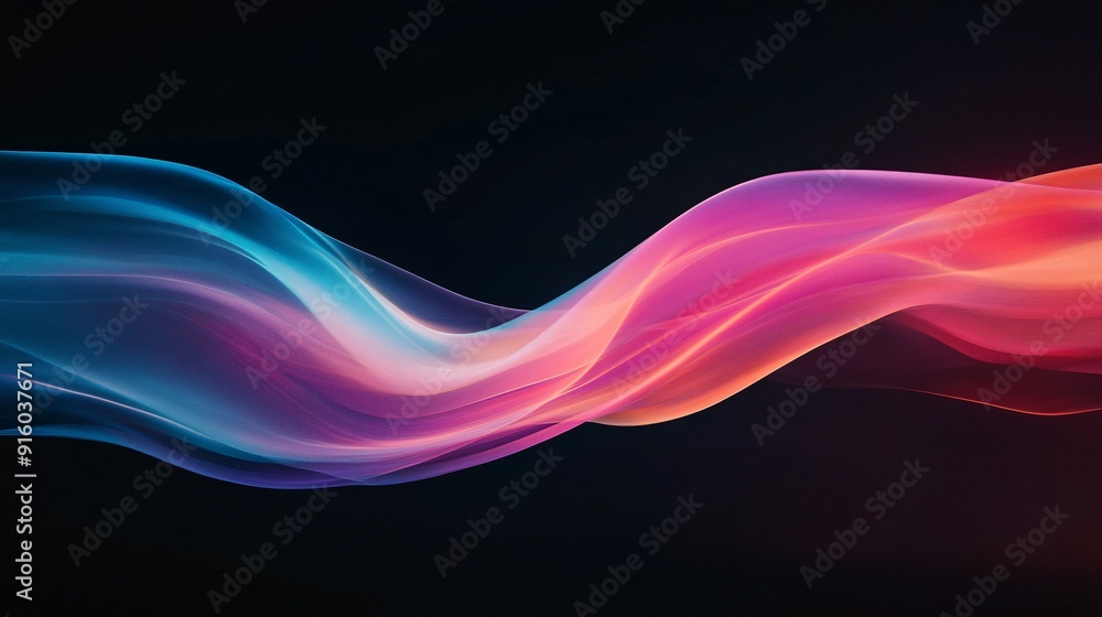 Abstract colorful wavy lines on a black background. Abstract colorful wavy lines on a black background.