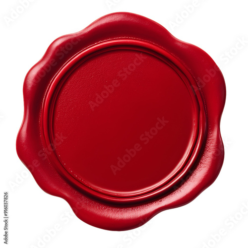 red wax seal with empty area isolated on transparent background
