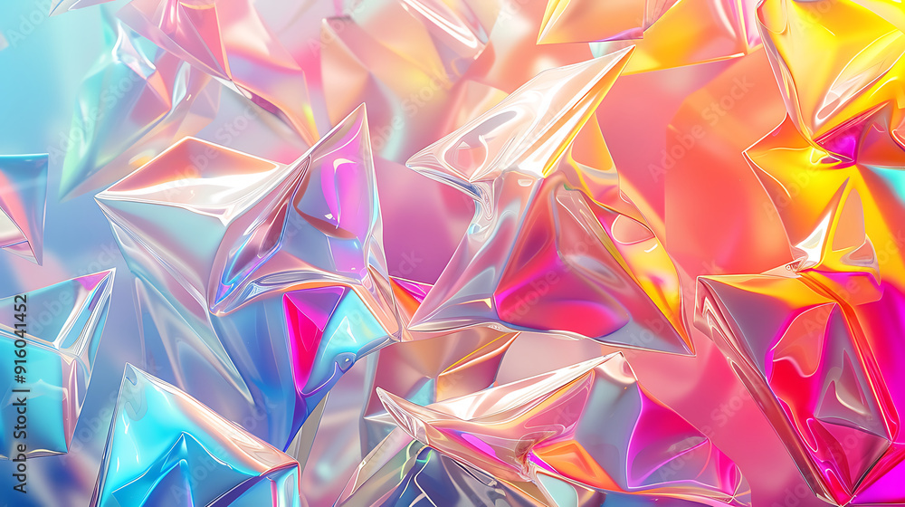 Abstract Iridescent Shapes, Shimmering Geometric Patterns, Vibrant Colorful Reflections Abstract Iridescent Shapes, Shimmering Geometric Patterns, Vibrant Colorful Reflections