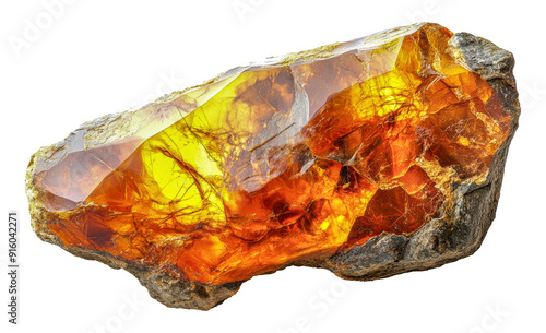 Amber fossil with inclusions, cut out - stock png.