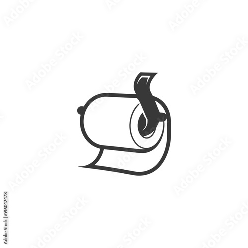 Black and White Illustration of a Paper Towel Roll