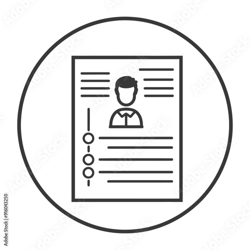Black and White Icon of a Resume with a Profile Picture