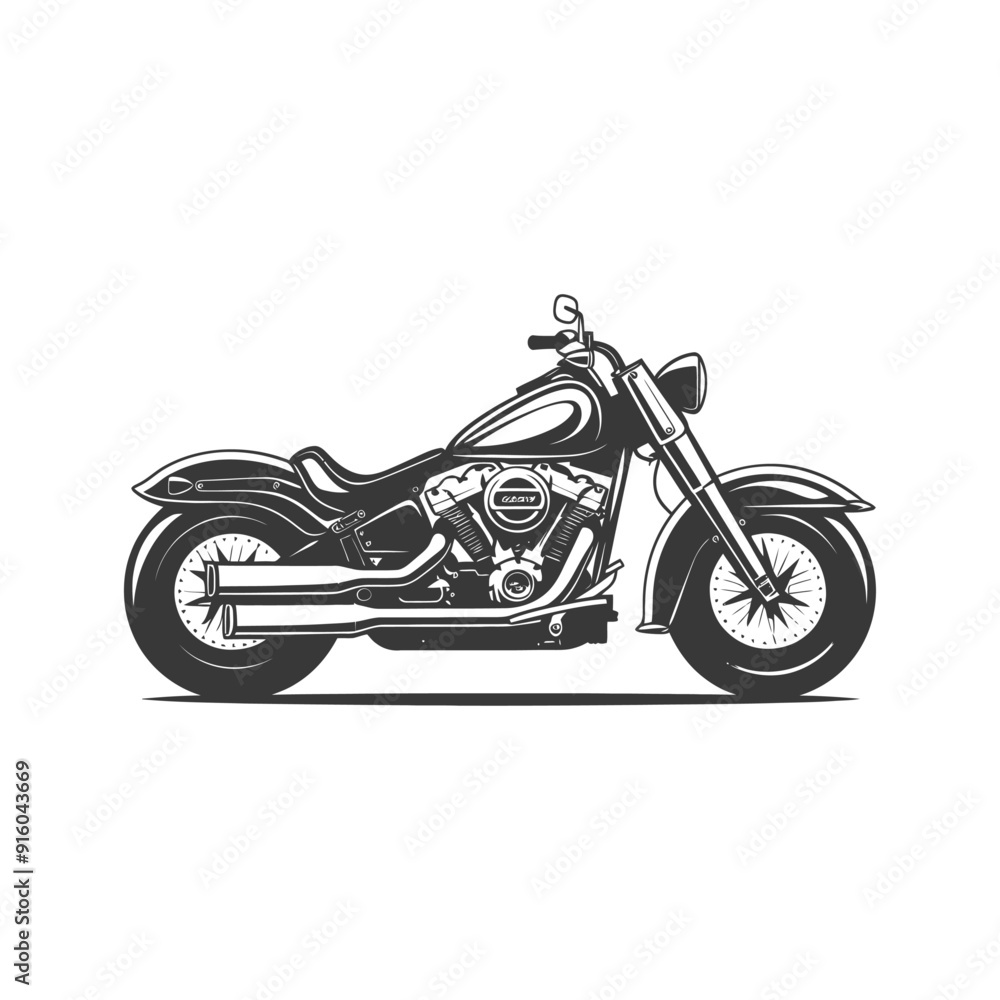 Fototapeta premium Black and White Illustration of a Classic Motorcycle