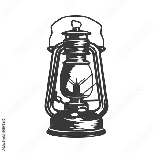 Black and White Illustration of a Classic Lantern