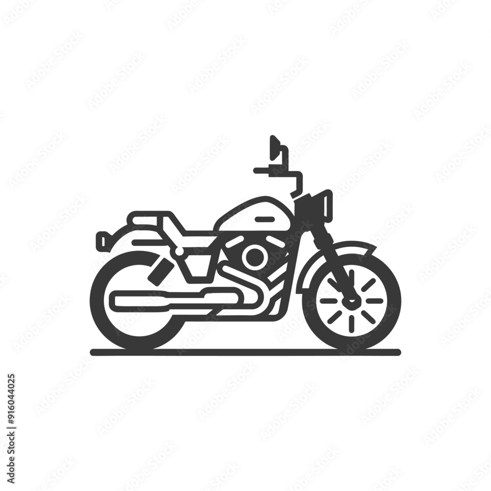 Obraz premium Black and White Illustration of a Motorcycle
