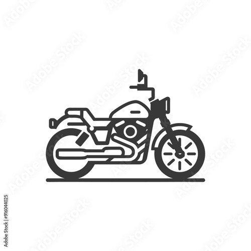 Black and White Illustration of a Motorcycle