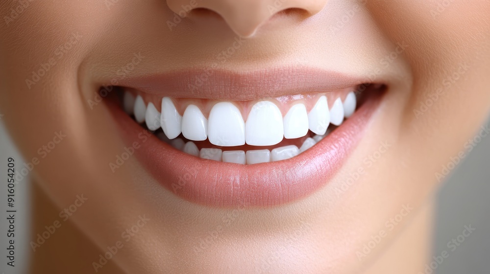 Close-up of a person smiling with straight, white teeth, highlighting dental health, oral hygiene, and aesthetic dentistry. Close-up of a person smiling with straight, white teeth, highlighting dental health, oral hygiene, and aesthetic dentistry.