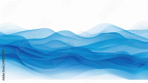 Abstract blue wave pattern on a white background, perfect for backgrounds, technology, and design concepts.