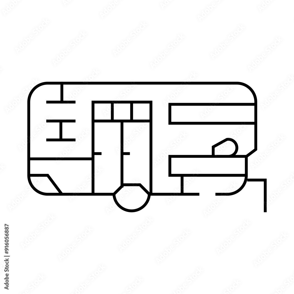 trailer mobile home construction line icon vector. trailer mobile home ...