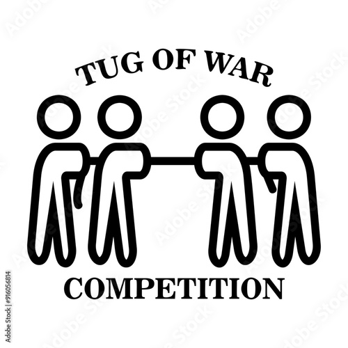 tug of war competition Line Icon