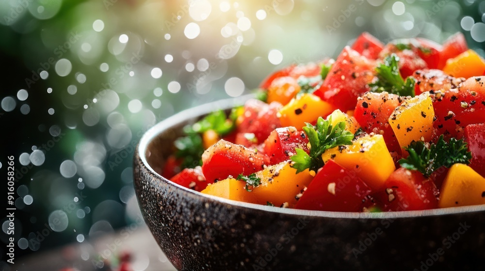 Fresh Tomato and Bell Pepper Salad with Parsley Fresh Tomato and Bell Pepper Salad with Parsley