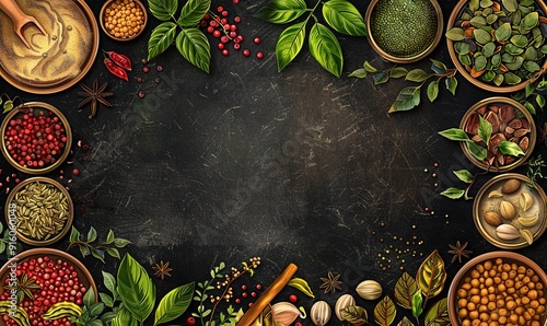 Wallpaper Mural kitchen spice cooking ingredients in beautiful abstract on black background Generate AI Torontodigital.ca