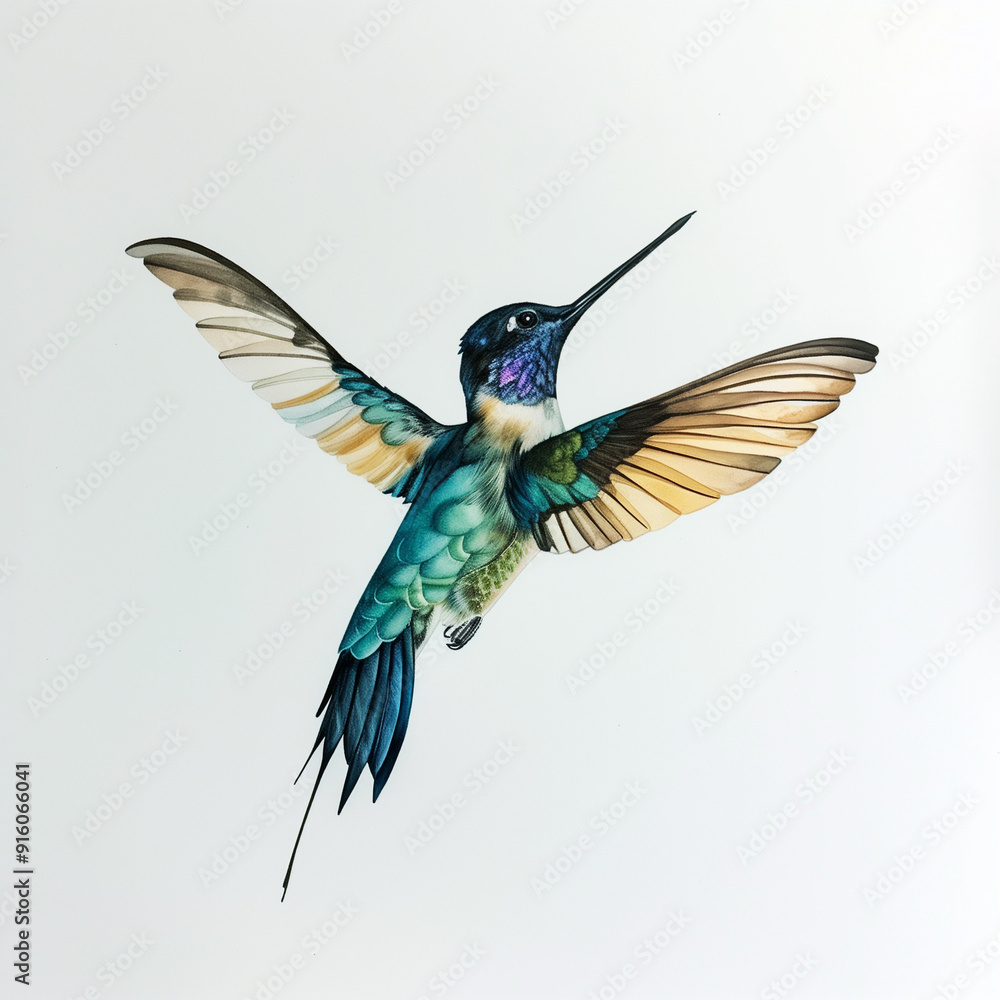 A vibrant hummingbird in mid-flight, showcasing its colorful feathers. A vibrant hummingbird in mid-flight, showcasing its colorful feathers.