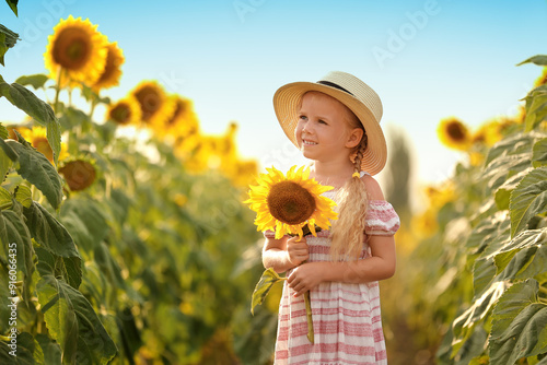 Cute little girl with sunfl...