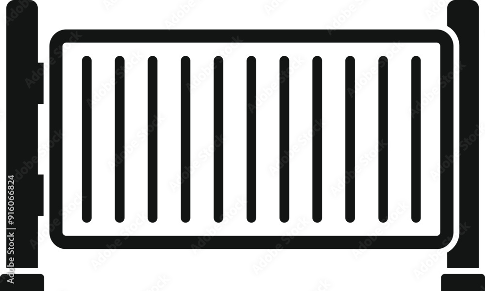 Simple illustration of a black metal gate, providing security and privacy to a property Simple illustration of a black metal gate, providing security and privacy to a property