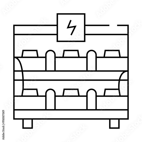batteries on shelf line icon vector. batteries on shelf sign. isolated contour symbol black illustration