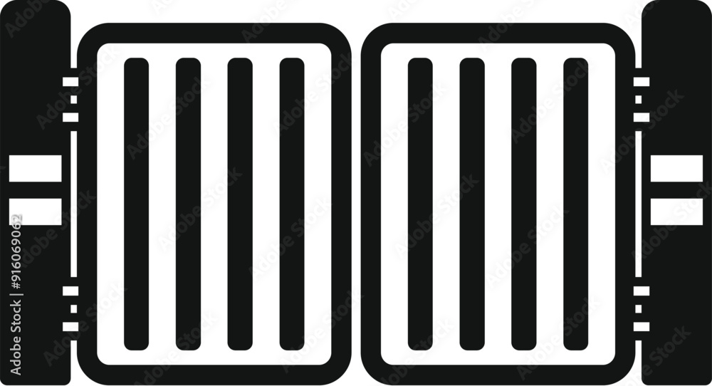 Simple icon of an automatic sliding double gate closing system Simple icon of an automatic sliding double gate closing system