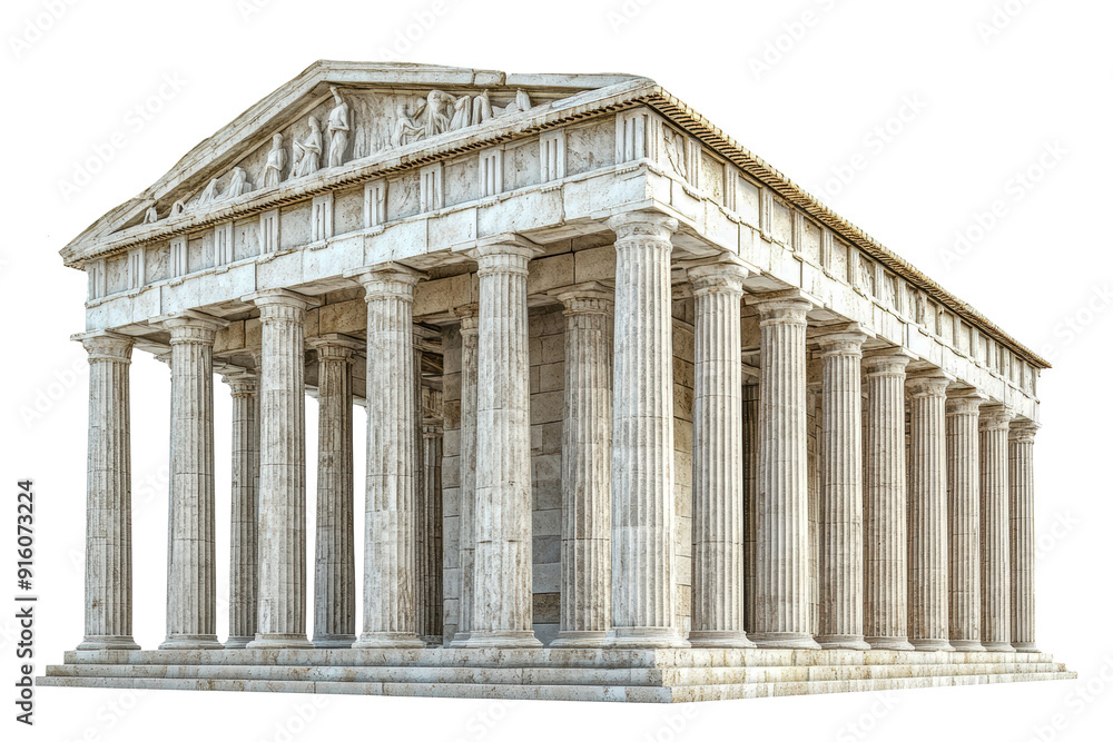 Obraz premium Ancient temple with columns and sculptures, cut out - stock png.