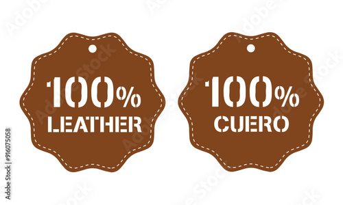 "100% cuero" means leather 100% in spanish. Logo, tag