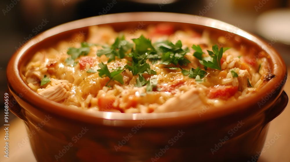 90. A warm and comforting bowl of chicken and rice casserole 90. A warm and comforting bowl of chicken and rice casserole