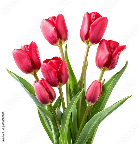 Tulip Flower bouquet on an isolated white background