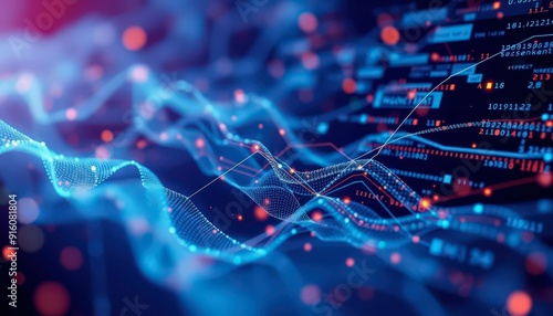 Wallpaper Mural Abstract Technology Background with Data and Network Connections. Torontodigital.ca