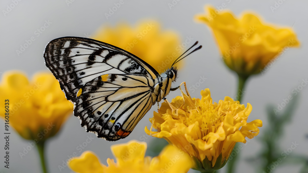 butterfly on yellow flower butterfly on yellow flower