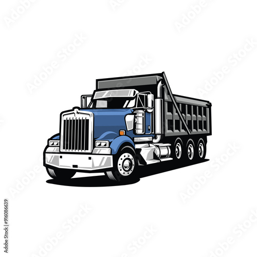 Premium dump truck vector art illustration. Tipper truck vector isolated. Best for trucking related industry